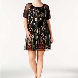 EUC Say What sheer embroidered dress 2X floral